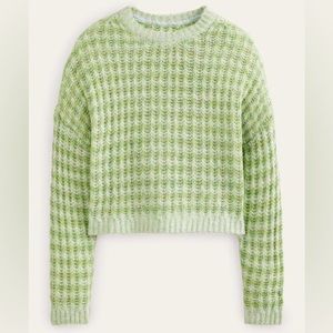 Boden Lime Green Textured Crew Neck Sweater